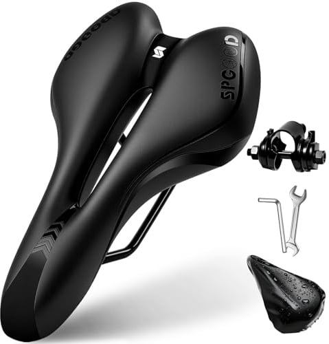 SPGOOD Fahrradsattel Herren Damen Bequemer Breit Weich Gel Ergonomisch Fahrrad Sattel mit überzug & Schraubenschlüssel für Mountainbike MTB Trekking Rennrad Heimtrainer E-Bike Fahrradsitz 27 * 16cm