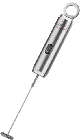 RÖSLE Multischäumer, Hochwertiger elektrischer Aufschäumer für Milchschaum und Vinaigrettes, mit 2 Geschwindigkeitsstufen, Edelstahl 18/10, Silberfarben / Schwarz