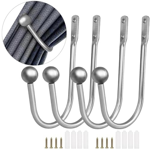 Xpieoyrm 4 Stück Vorhanghalter Wand, Metall Gardinenhalter, Vorhanghaken, U-förmige Vorhang-Wandhaken,Vorhang-Halterungen Wandmontierte,Holdbacks für Vorhangquaste,für Wohnzimmer Schlafzimmer Büros