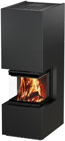 H&M Germany Ready Uh 500/500 STYLE Stahl titan lackiert 3-Seitiger Kaminbausatz abnehmbare segmentierte Stahlverkleidung 11kw hochschiebbare Tür Bauart 2 fertig montiert ohne Mauern oder Verputzen