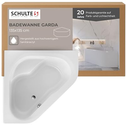 Schulte Eckbadewanne Garda, 135x135 cm, Badewanne aus hochwertigem Acryl in Weiß glänzend