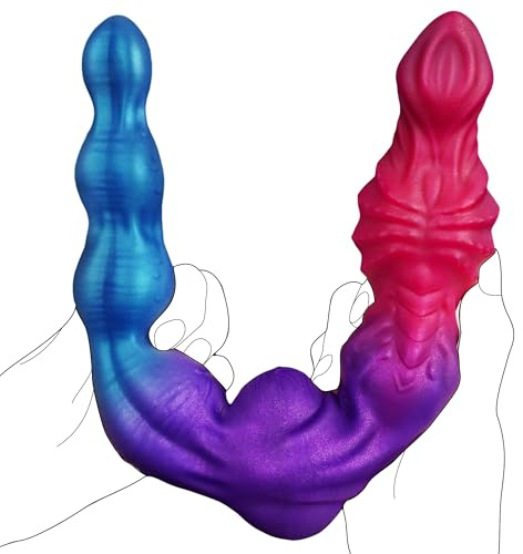35,5 cm Monster Dildo XXL Anal Dildo mit Knoten – Großer Doppeldildo Analplug, Fantasy Dildo Anal für Frauen, Männer & Paare, Silikon Langer Sextoy