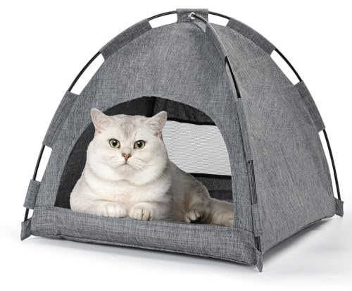 Nobleza Faltbares Katzenhaus, 2-in-1 Katzen und Hundebett, Abwaschbar mit Kissen, für Kleine bis Katzen und Hunde, Geeignet für Innen und Außenbereich