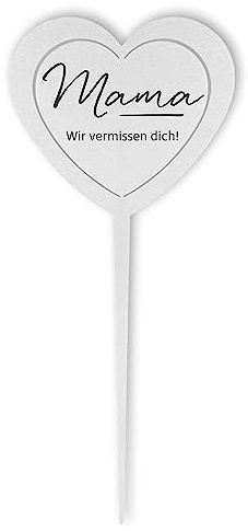 DOLORINO Grabstecker: Edelstahl Herz Mama, wir vermissen dich | Grabschmuck, in Liebe für einen geliebte Menschen | eine wetterfeste Erinnerung aus Edelstahl | 38x15cm