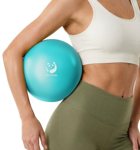 Slim Panda Gymnastikball Klein,23-25cm Pilates Ball mit Aufblasbarem Strohhalm,Soft Yoga Ball Exercise für Senioren Therapie,Hause,Fitness,Balance Training (Blauer See)