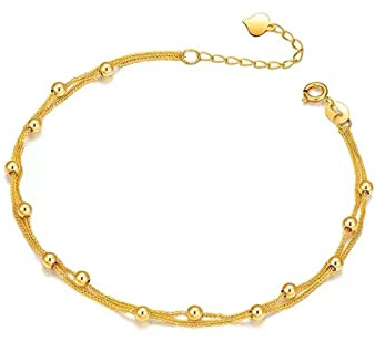 Beydodo Bettelarmband Gold 750, Multi-Layer Armband mit Beads Gold Armband Damen Bettelarmband 20CM