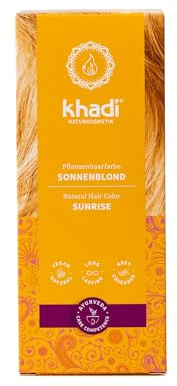 khadi SONNENBLOND Pflanzenhaarfarbe - Haarfarbe für glänzendes Honigblond bis zu sommerlichen Rotblond - 100% pflanzlich & natürlich - 100g