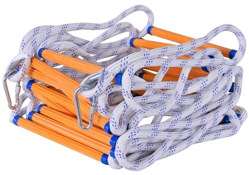 LZ.MZXU Strickleiter Feuerfeste Rettungsleiter, 10M Feuerleiter Strickleiter Notleiter Mehrzweckleiter Notfallsicherheit Tragbar Klettern Rettung Seilleiter für Fenster und Balkon(10mm)