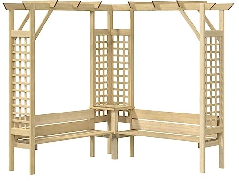 vidaXL Eck-Pergola mit Bank Kiefernholz Imprägniert