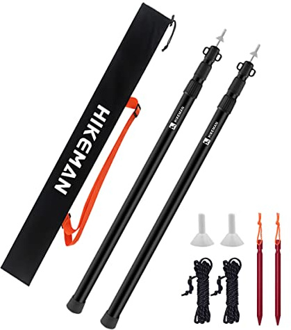 Zeltstangen Campingstangen für Planen Markise Baldachin Veranda Sonnensegel Plane Kopffreiheit Aluminium Verstellbares Teleskop 90-230 cm (black)