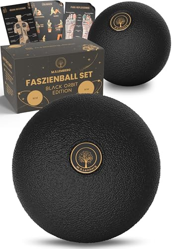 M.S.Lemberg® Faszienball 2er Set [6cm & 8cm]- Massageball für gezielte Selbstmassage der Faszien - Fuß, Rücken, Nacken, Schultern, Beine - Faszienkugel Massage Ball klein - Black Orbit Edition