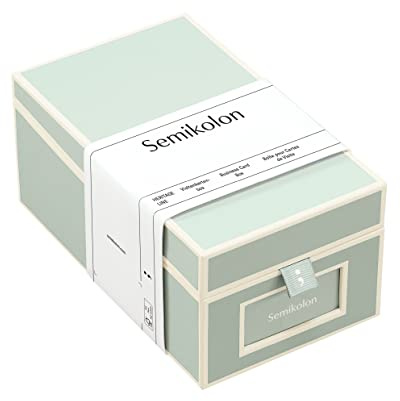 Semikolon 364116 Visitenkartenbox - alphabetisches Register - 10,5 x 18 x 8,3 cm - Business-Card-Box - moss pastell-grün