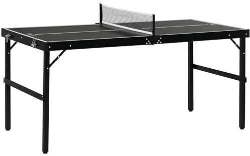 SPORTNOW Mini Tischtennisplatte klappbar Tennistisch Freizeittisch mit Tischtennisnetz Griff Tischtennis Set Indoor Spiel für Zuhause Aluminium Schwarz