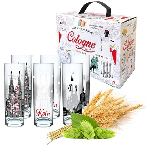 3forCologne Kölschglas 6er Pack bunt 0,2ml, Kölner Stangen mit Grundgesetz, Biergläser Gläser Trinkgläser mit Aufdruck. (MADE IN GERMANY), Größe:MIX4