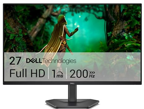 Dell 27 Gaming Monitor - SE2725HG, Full HD (1920x1080), 200Hz, Fast IPS | 1ms, AMD FreeSync Premium, 99% sRGB, VESA (100x100mm), DisplayPort, 2 HDMI, 3 Jahre Garantie, Schwarz