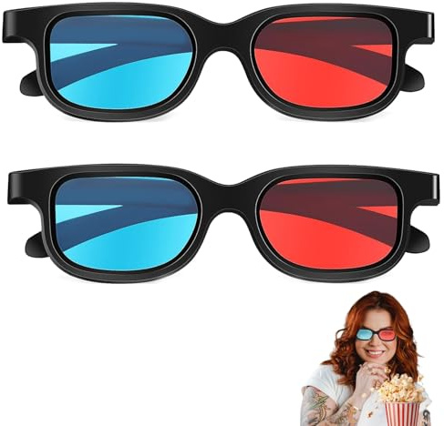 2 Stücke 3D Brille,3D Brillen,3D Brille Für Fernseher,3D Brille Rot Blau,3D-Anaglyphenbrille,Rot Blau Brille,Für Filme,Pc-Spiele,Lichtshows,Heimkinos,Urlaubspartys