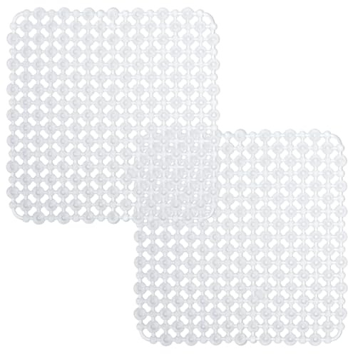 UOCAI 2 Stück Spülbeckeneinlage, 27 X 27 cm PVC Zuschneidbare Spülbeckenmatte, Abtropfmatte Spüle, Spülmatte für Spülbecken, Matte Spülbecken Küche Zubehör für Glaswaren, Geschirr, Gemüse(Transparent)