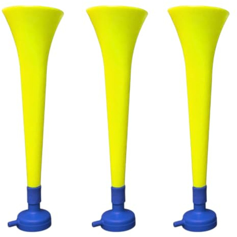 FUN FAN LINE - Packung x3 Kunststoff Vuvuzela Stadion/ungiftig Fußball Horn. Zübehor für Fußball- und Sportfeiern. Sehr Lautes Lufthorn für Animation.
