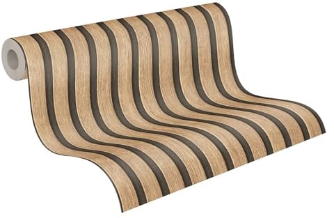 A.S. Création PintWalls Vliestapete mit Wandpaneel-Motiv 0,53 x 10,05 m – Beige, Braun – Tapete in Holzoptik - 391091