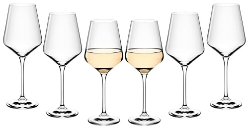 Gerlach 1760 Weingläser Weißweingläser Weißweinkelche Gläser Set 6 Stück 450 ml Kristallglas Wein Glas Spülmaschinenfest Modern