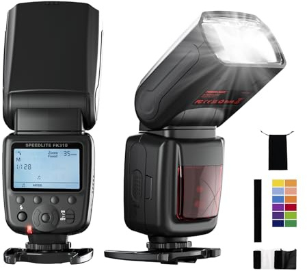 PHOTOOLEX FK310 LCD Blitz Flash Speedlite für Canon Nikon Sony Panasonic Olympus Pentax Fujifilm Sigma Minolta und Andere Digital SLR Film SLR Kameras und Digital Kameras mit Single-Kontakt Hot-Schuh
