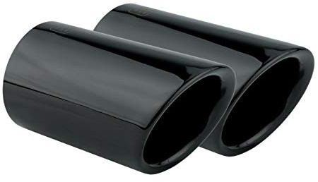 L&P A291 2 Auspuffblenden Auspuffblende Schwarz Chrom Edelstahl poliert Plug&Play Endrohrblenden Endrohrblende Auspuff Blende für 60mm Endrohre