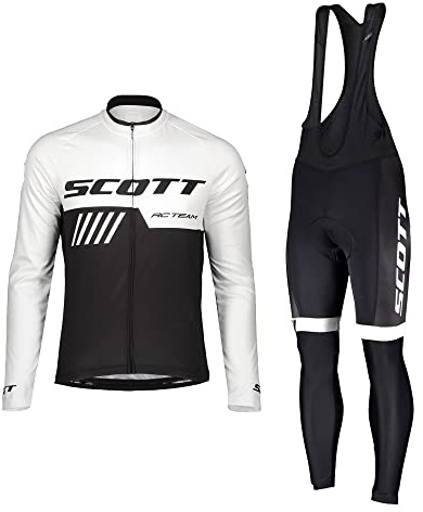 HOMTOL Herren Fahrrad Anzüge Kurzarm Fahrrad Trikot set Atmungsaktive Radtrikot Fahrradbekleidung Set Schnelltrocknend (Weiß-lang, M)
