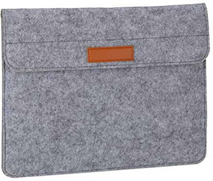 Relaxdays Laptop Hülle, 13 Zoll, Filz, Schutzhülle Laptop & Notebook, 4 Fächer, Laptoptasche, 27x35,5x2cm, dunkelgrau
