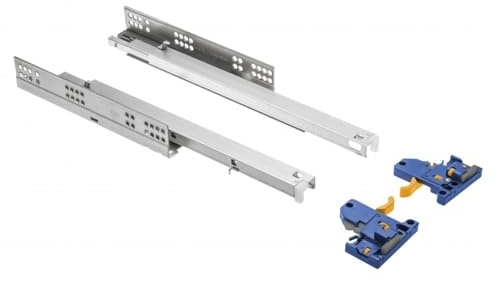 MS Beschläge Unterflurführungen 1 Paar Schubladenauszüge Schubkastenauszug mit Soft Close System Vollauszug 45mm Höhe Schubladenschienen Selbsteinzug (500mm)