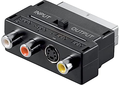 CABLEPELADO SCART AV Adapter umschaltbar | Adapter Konverter Euro Stecker | S-Video 3 Konverter | Scart-Adapter | 2 x Audio, 1 x Video, 1 x S-Video