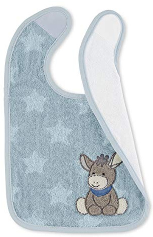 Sterntaler Klettlätzchen Esel Emmi – Praktisches Baby und Kinder Lätzchen aus Frottee (100% Baumwolle) mit feuchtigkeitsundurchlässiger Einlage – mit Klettverschluss - Applikation Esel Emmi - Unisex