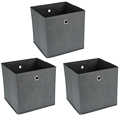 Ideen mit Herz Aufbewahrungsboxen | faltbar | 30 x 30 x 30 cm | 3 Stück (grau)