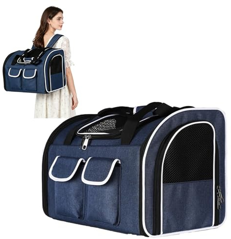 PETCUTE Katzenrucksack Hunderucksack für Katzen und Kleine Hunde,Atmungsaktiv Haustier Rucksack Katzentransportbox mit Herausnehmbarer Matte,Faltbar Katzentasche,Multifunktionales Transportbox Hund