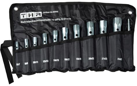 THR Industrieprodukte Rohrsteckschlüsselsatz 10-tlg. 6-27mm in Rolltasche