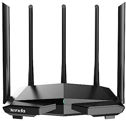 Tenda RX1 Pro Wi-Fi 6 WLAN Router (AX1500 Dualband 5GHz: 1201Mbps+2.4GHz: 300Mbps) 5 * 6dBi Antennen, 10/100 Mbps-LAN/WAN-Port, WPA3, App, Access Point Modus, MU-MIMO, Kindersicherung, IPv6, Schwarz