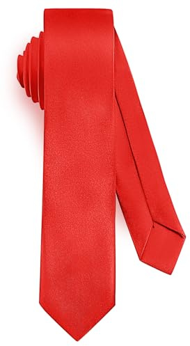 URAQT Herren Krawatten, Satin Elegant Krawatte 5 cm für Herren, Klassische Hochzeit Schlips für Büro Oder Festliche Veranstaltungen, Rot