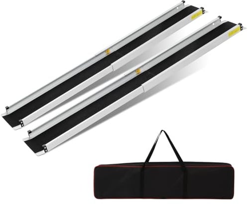 2PCS Teleskop-Rampe 105-183cm, Alu, 272 kg, Rollstuhl, Fahrrad, mit Tasche | Teleskop-Rollstuhlrampe, 105-183cm, 272kg Tragkraft, Alu, rutschfest, mit Tragegriff+Tasche, für Türen/Stufen
