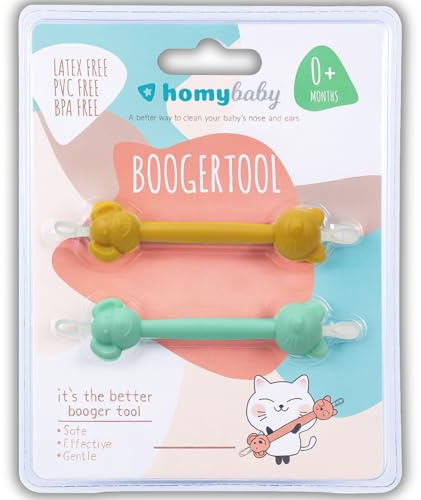 HOMYBABY® Baby-Pinzette 2-in-1 Nasen- & Ohrenpflege für Babys - Sanfte Säuglings-Nasenpinzette & Ohr-Cerumen Entferner - BPA-frei, ab 0 Monaten, Reise-Set