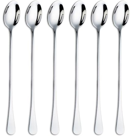 DoubleS Lange Latte Macchiato Löffel Set, 6 - teilig Edelstahl Eislöffel Rührlöffel für kaffee Tee Milchshakes Cocktails Dessert, Perfekt für Eisbecher & Getränke spülmaschinengeeignet