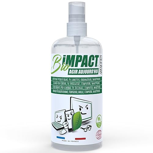 bioimpact Bildschirmreiniger für Computer, Fernseher, Brille, Smartphone, 500 ml, Zertifiziert von Ecocert