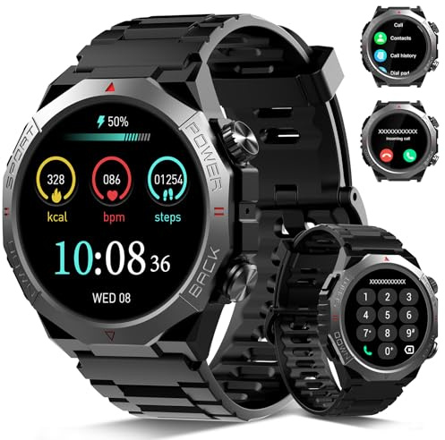 Militär Smartwatch Herren Damen, 1.39''HD Display Fitnessuhr für Outdoor, Herzfrequenz, Schlafmonitor, 110+ Sportmodi , IP68 Wasserdicht Sportuhr, 30 Tage Akkulaufzeit, Schrittzähler für Android iOS