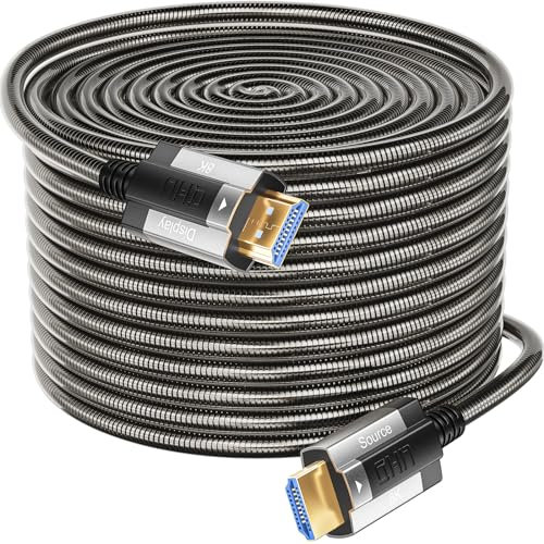 Siwket 8K HDMI Glasfaserkabel 20M, Stahlpanzerung Optisch HDMI 2.1 Kabel 48Gbps Ultra High Speed 8K@60Hz 4K@120Hz Dynamic HDR eARC Dolby HDCP 2.2&2.3 für HDTV/Projektor/Heimkino/TV-Box/Gaming-Box/PS5