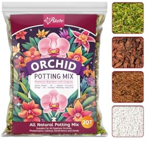 Riare 2L Organische Orchideenerde mit Perlite Rindenmischung – Orchidee Umtopfen Kit enthalten Moos, Kiefer Rinde, Perlite, Coco Torf Premium Orchidee Erde für Phalaenopsis, Dendrobium, Oncidium