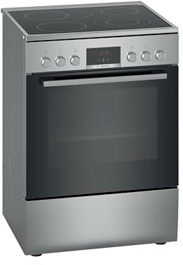 Bosch HKR39C250 Serie 4 Elektro-Standherd, 60 cm breit, EcoClean Direct Reinigungshilfe, 3D Heißluft Backen auf 3 Ebenen, LED-Display-Steuerung, erweiterbare Kochzone für großes Kochgeschirr