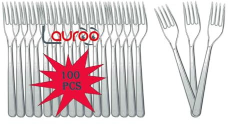 Plastikgabel LUX Mehrweg Dessertgabeln Plastikbesteck - Transparent 100 Stück