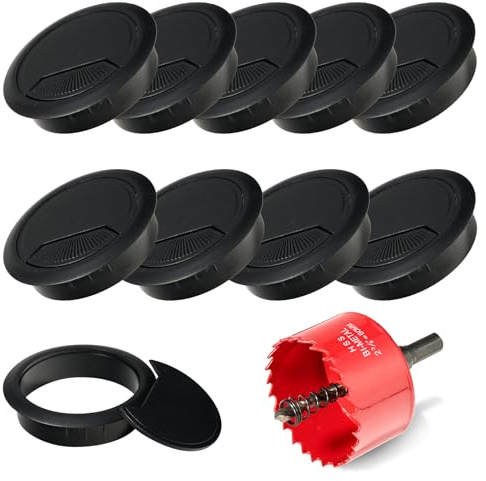 10 kabeldurchführung schreibtisch kabeldurchführung schwarz + lochsäge 60mm,tisch kabeldurchführung,kabeldurchlass schreibtisch,kabel durchführungen