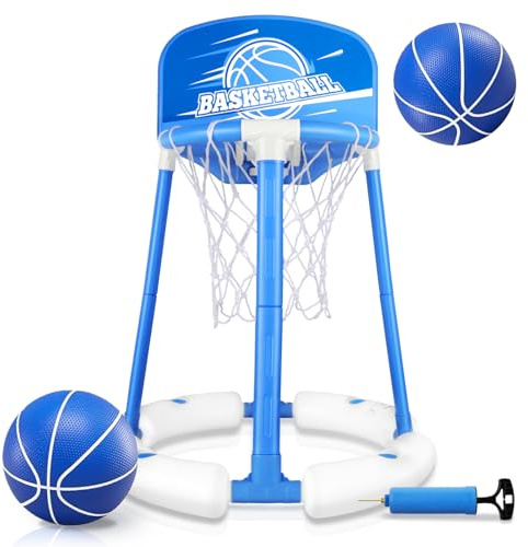 Charmofun Pool Basketballkorb, Pool Basketball Hoop Set, Basketballkorb für Wasser mit 2 Basketbälle und Luftpumpe, Schwimmende Basketballspiele Sommer Wasserspiel für Kinder und Erwachsene