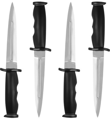 Nizirioo 4 Stück Gummi Kampfkunst Trainingsmesser, 25 cm Gummi Trainingsmesser, Rubber Training Knife, Gefälschte Messer, Training Knife, Gefälschtes Scherzmesser(Silber)