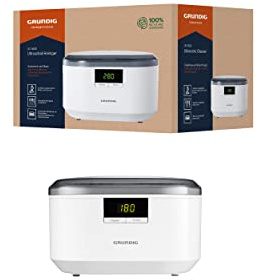 Grundig UC 6620 Ultraschallreiniger mit Timerfunktion, hocheffiziente Reinigung mit Ultraschall, Doppelwellen-Prinzip, 500 ml Wassertank, 50 W Leistung, integrierter Uhrenhalter, Weiß