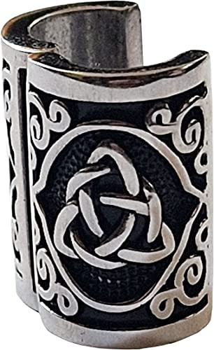 VALHALLA Wikinger Bartperle aus 316L Edelstahl Valknut 1 Stück | Öffnbarer Bartschmuck mit 8 mm großer Öffnung, nordische Haarperle für Bart, Zöpfe und Dreadlocks, Silber